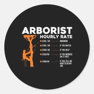 Adesivo Redondo Taxa horária do arborista masculino $100hr - Climb