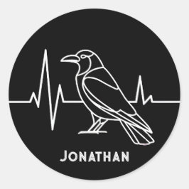 Adesivo Redondo Taxa moderna de batimentos cardíacos, minimalista,