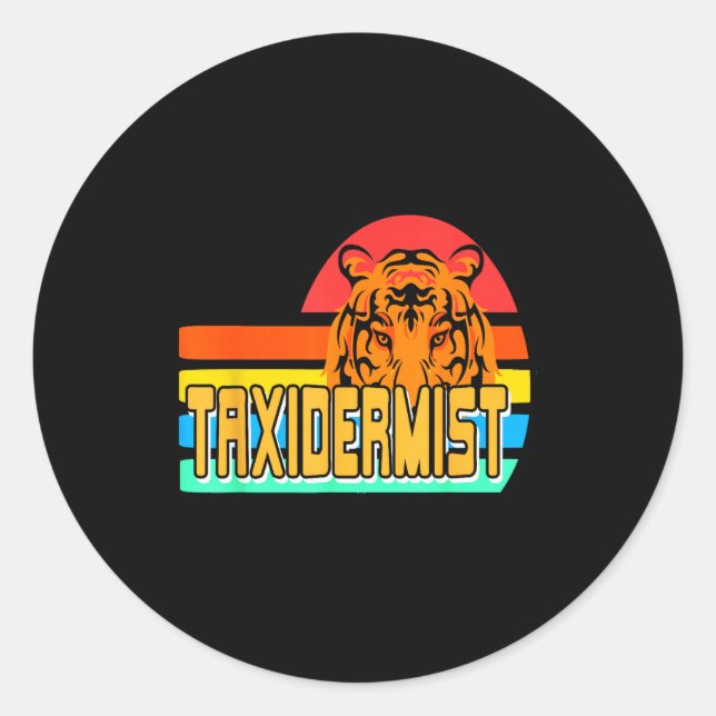 Adesivo Redondo Taxidermist Tiger Preservation Retro Wildlife Natu (Frente)