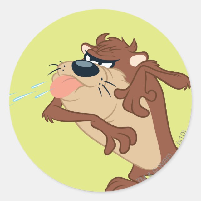 Adesivo Redondo TAZ™ destacando sua língua (Frente)