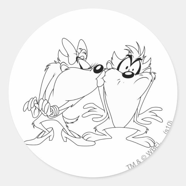 Adesivo Redondo TAZ™ e Ela Diabo (Frente)