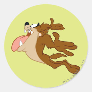 Adesivo Redondo TAZ™ voando pelo ar