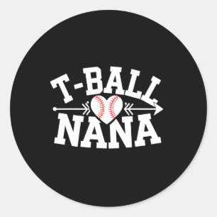 Adesivo Redondo Tball Nana Heart Baseball Sports Grandma Gift