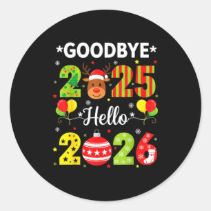 Adesivo Redondo Tchau 2025 Olá 2026 Feliz Ano Novo Natal P