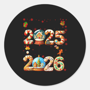 Adesivo Redondo Tchau 2025 Olá 2026 Natal E Feliz Ano Novo