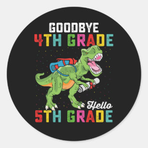 Adesivo Redondo Tchau 4º ano Alô 5 Grau T Rex Dinossauro
