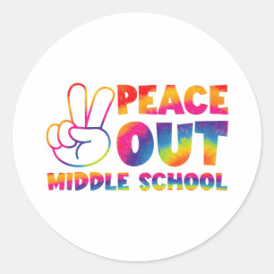 Adesivo Redondo Tchau Escola de Ensino Médio Tie Dye Último Dia de