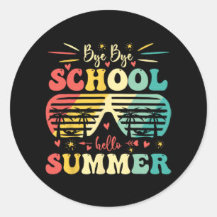Adesivo Redondo Tchau Escola Olá Verão Feliz Dia Passado Da Escola