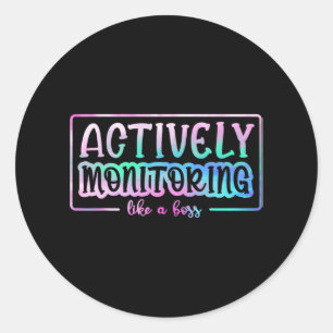 Adesivo Redondo Tchau Monitorando Ativamente Como Um Professor Div