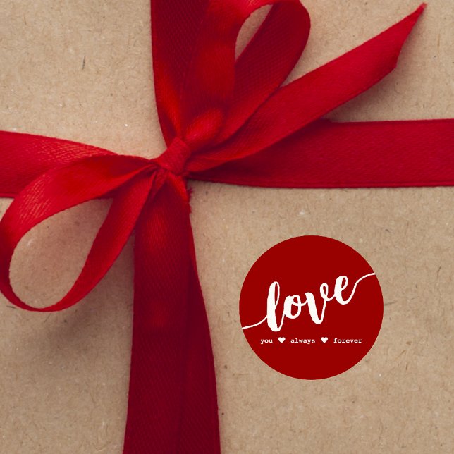 Adesivo Redondo "Te Amo Sempre Para Sempre" Vermelho (Criador carregado)