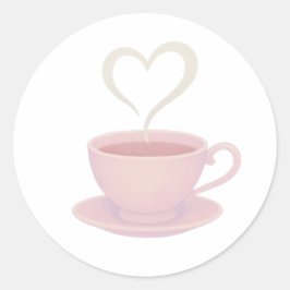Adesivo Redondo Tea cup steam heart