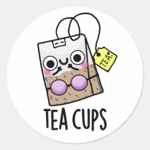 Adesivo Redondo Tea Cups Funny Bra Puns