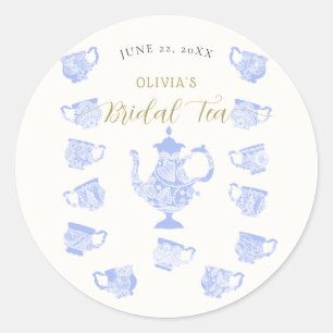 Adesivo Redondo Tea Party Chinoiserie Blue Boho Chá de panela