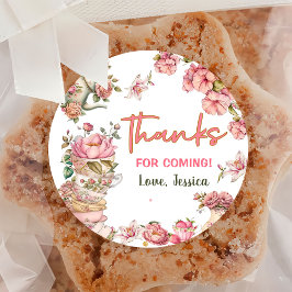 Adesivo Redondo Tea Party para Dois Aniversário de Criação Floral 