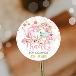 Adesivo Redondo Tea Party para Dois Aniversário de Criação Floral 