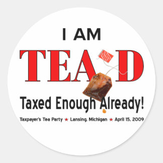Adesivo Redondo Tea Party TEA-d Sticker - Michigan