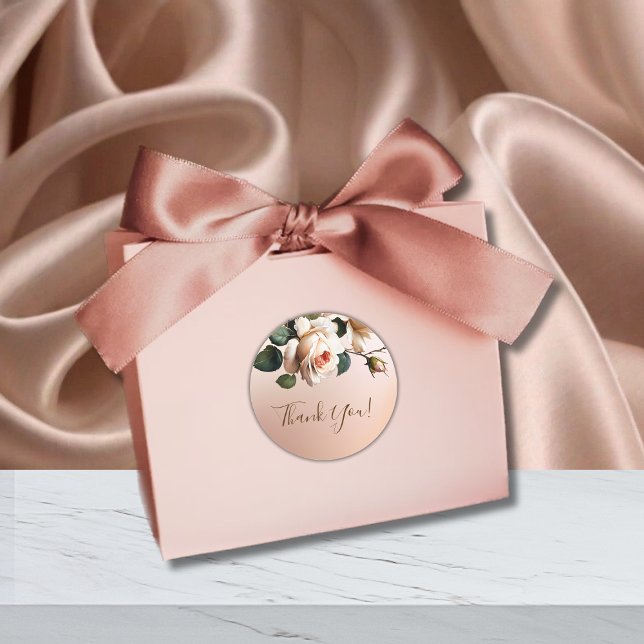 Adesivo Redondo Tea Rosa Wedding Obrigado (Criador carregado)