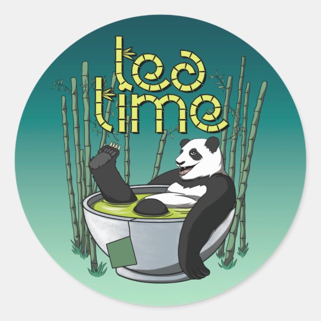 Adesivo Redondo Tea Time Happy Panda (Frente)