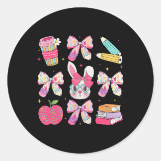 Adesivo Redondo Teacher Easter Coquette Happy Easter Cute Bunny Te