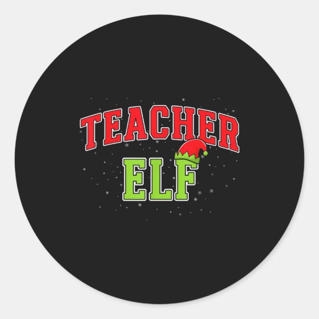 Adesivo Redondo Teacher Elf Christmas Family Matching Group Xmas T (Frente)