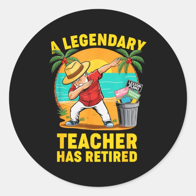 Adesivo Redondo Teacher Legend Has Retired 2025 Happy Retirement P (Frente)