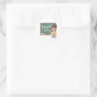 Adesivo Redondo Teacher Life Cute Teacher Chalkboard Sticker Teach