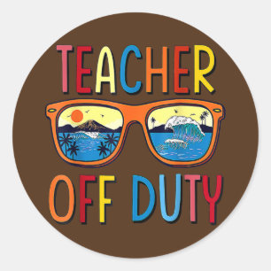 Adesivo Redondo Teacher Off Duty Sunglasses Palm Tree Beach