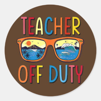 Adesivo Redondo Teacher Off Duty Sunglasses Palm Tree Beach