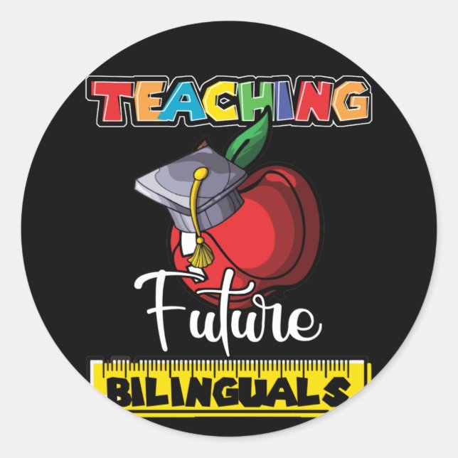 Adesivo Redondo Teaching Future Bilinguals Spanish Teacher Apple (Frente)