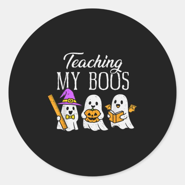 Adesivo Redondo Teaching My Boos Ghost Teacher Halloween Soky Educ (Frente)