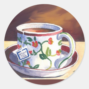 Adesivo Redondo Teacup & pires com saquinho de chá