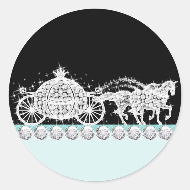 Adesivo Redondo Teal Blue Princess Stickers (Frente)