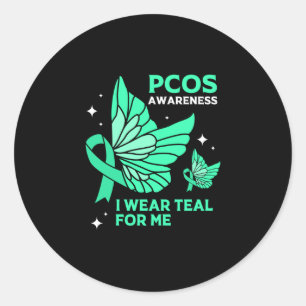 Adesivo Redondo Teal Butterfly Pcos Eu Visto Teal Para Mim