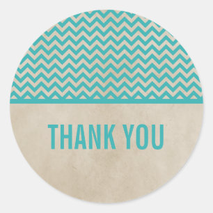 Adesivo Redondo Teal Chic Chevron Obrigado Stickers