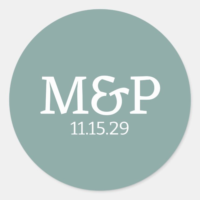 Adesivo Redondo Teal de Iniciais de Beach Vibe (Frente)