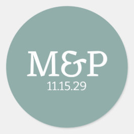 Adesivo Redondo Teal de Iniciais de Beach Vibe