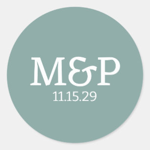 Adesivo Redondo Teal de Iniciais de Beach Vibe