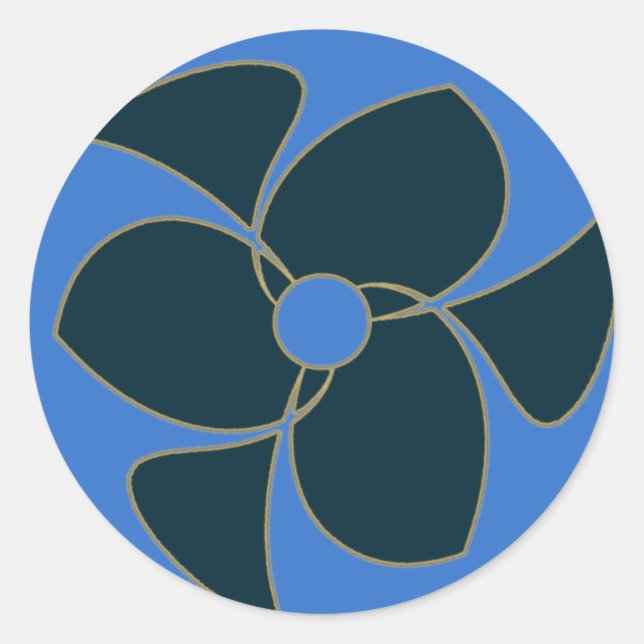 Adesivo Redondo Teal de Triquerta Espiral do Crescente Retroativo (Frente)