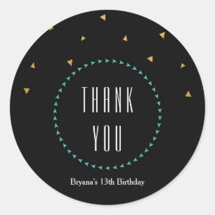 Adesivo Redondo Teal Dourado e Black Triangles Autocolantes do Par