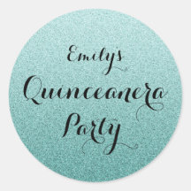Teal Faux Glitter Ombre Quinceanera Sticker