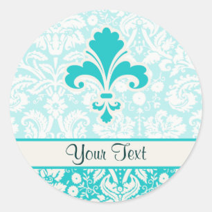 Adesivo Redondo Teal Fleur de lis