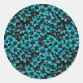 Adesivo Redondo Teal Floral Gift Stickers