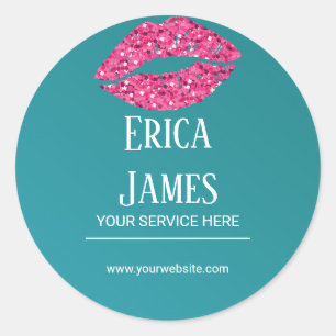 Adesivo Redondo Teal Green Lábios Beauty Salon