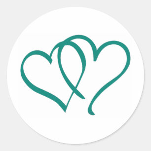 Adesivo Redondo Teal Hearts
