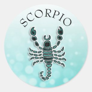 Adesivo Redondo Teal Horoscope Scorpio