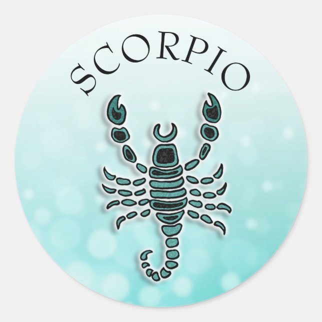 Adesivo Redondo Teal Horoscope Scorpio (Frente)