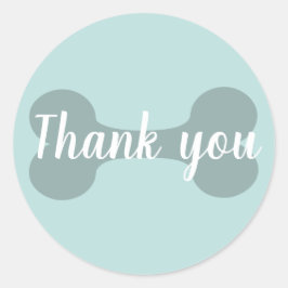 Adesivo Redondo Teal Obrigado Cachorro Bone Sticker