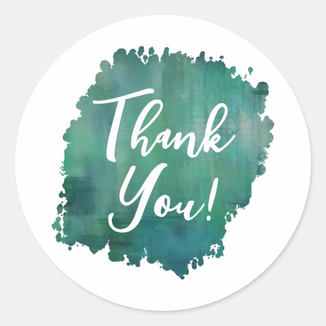 Adesivo Redondo Teal Obrigado Sticker (Frente)