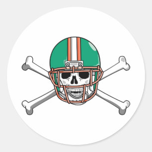 Adesivo Redondo Teal & Orange Skull & Crossbones Futebol
