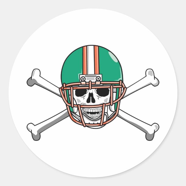Adesivo Redondo Teal & Orange Skull & Crossbones Futebol (Frente)